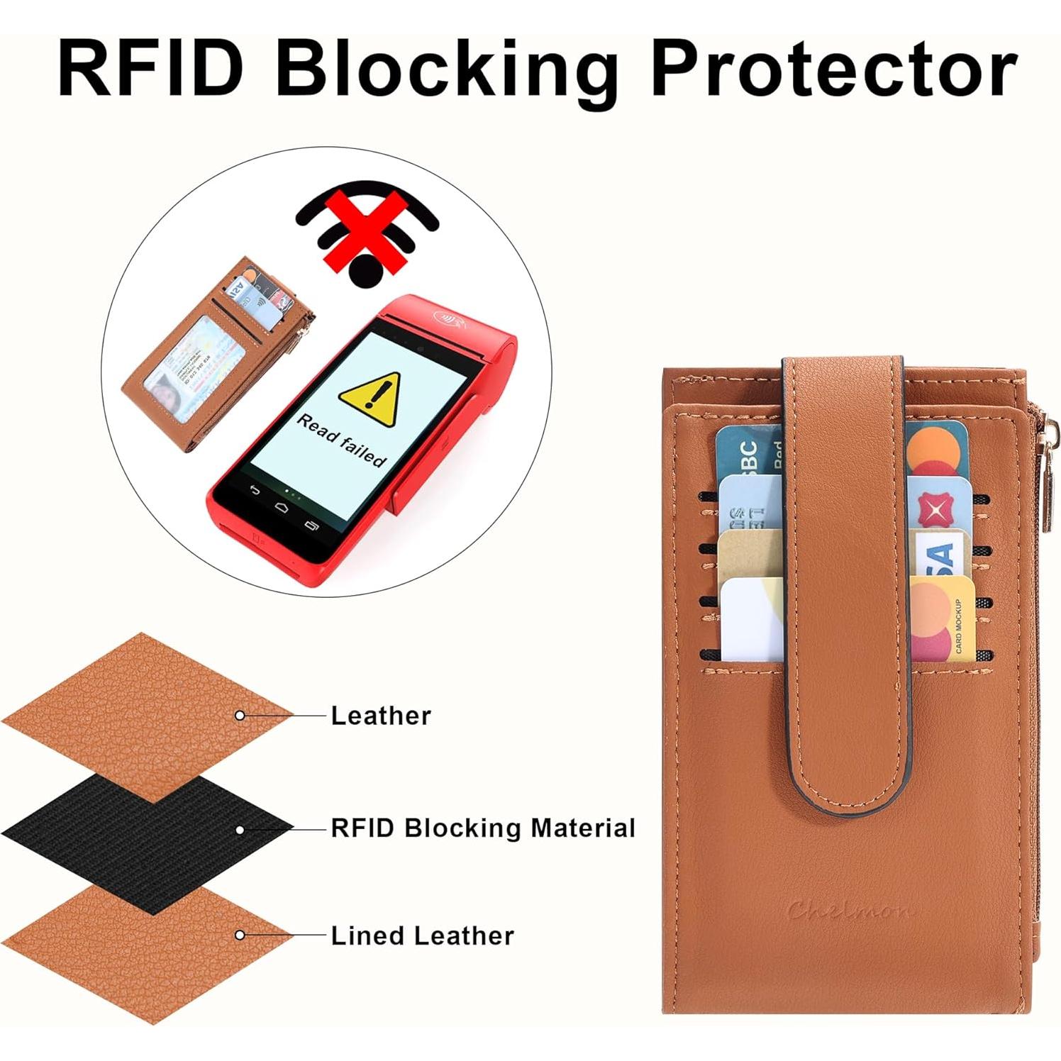 Billetera Slim Chelmon Bifold con Bloqueo RFID Marrón Claro