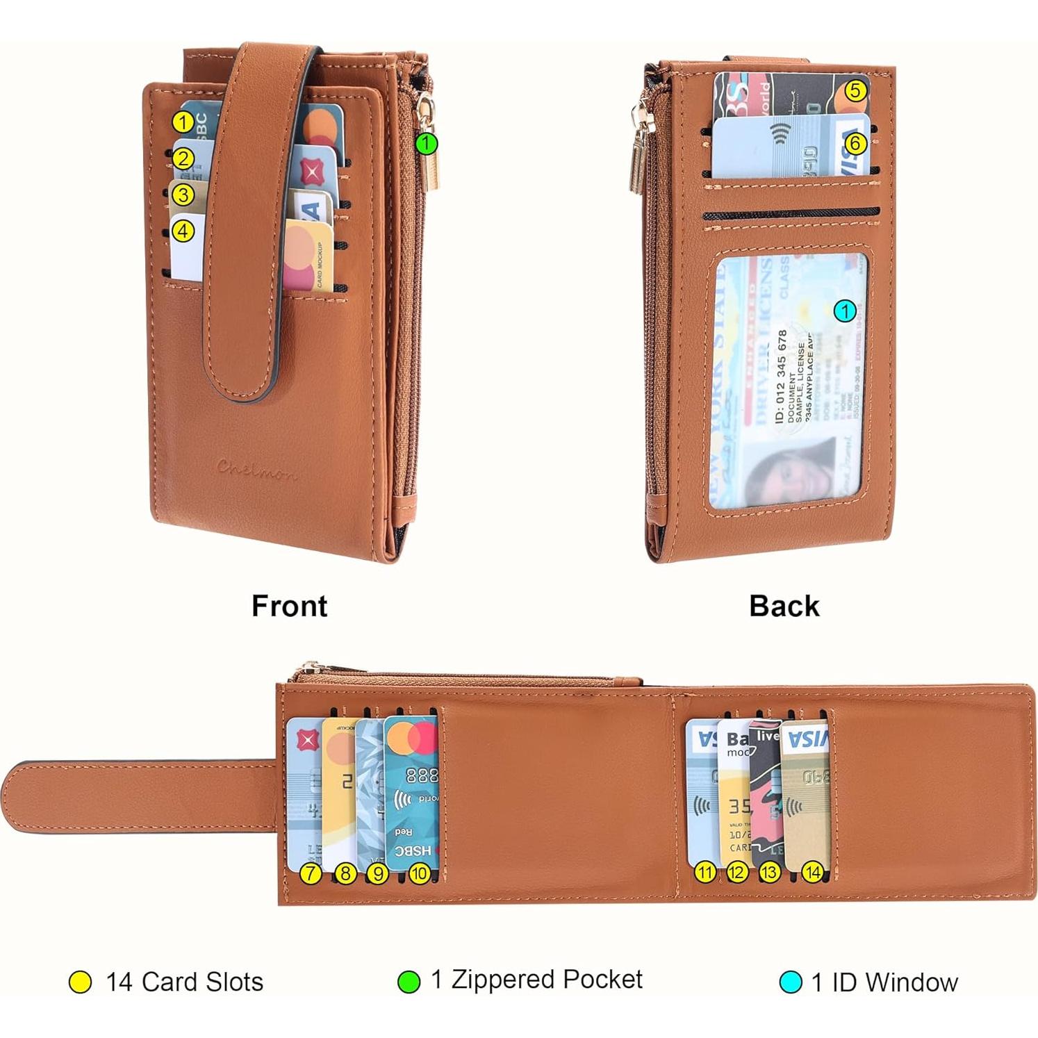 Billetera Slim Chelmon Bifold con Bloqueo RFID Marrón Claro