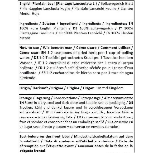 Té Herbal Hoja de Plátano Inglés Herba Orgánica 100g