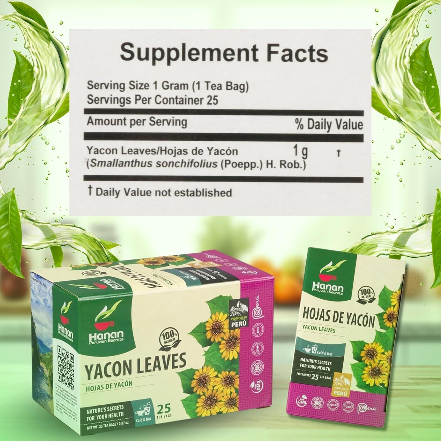 Té de Hierbas de Hoja de Yacón Hanan - 25 Bolsitas 100% Naturales