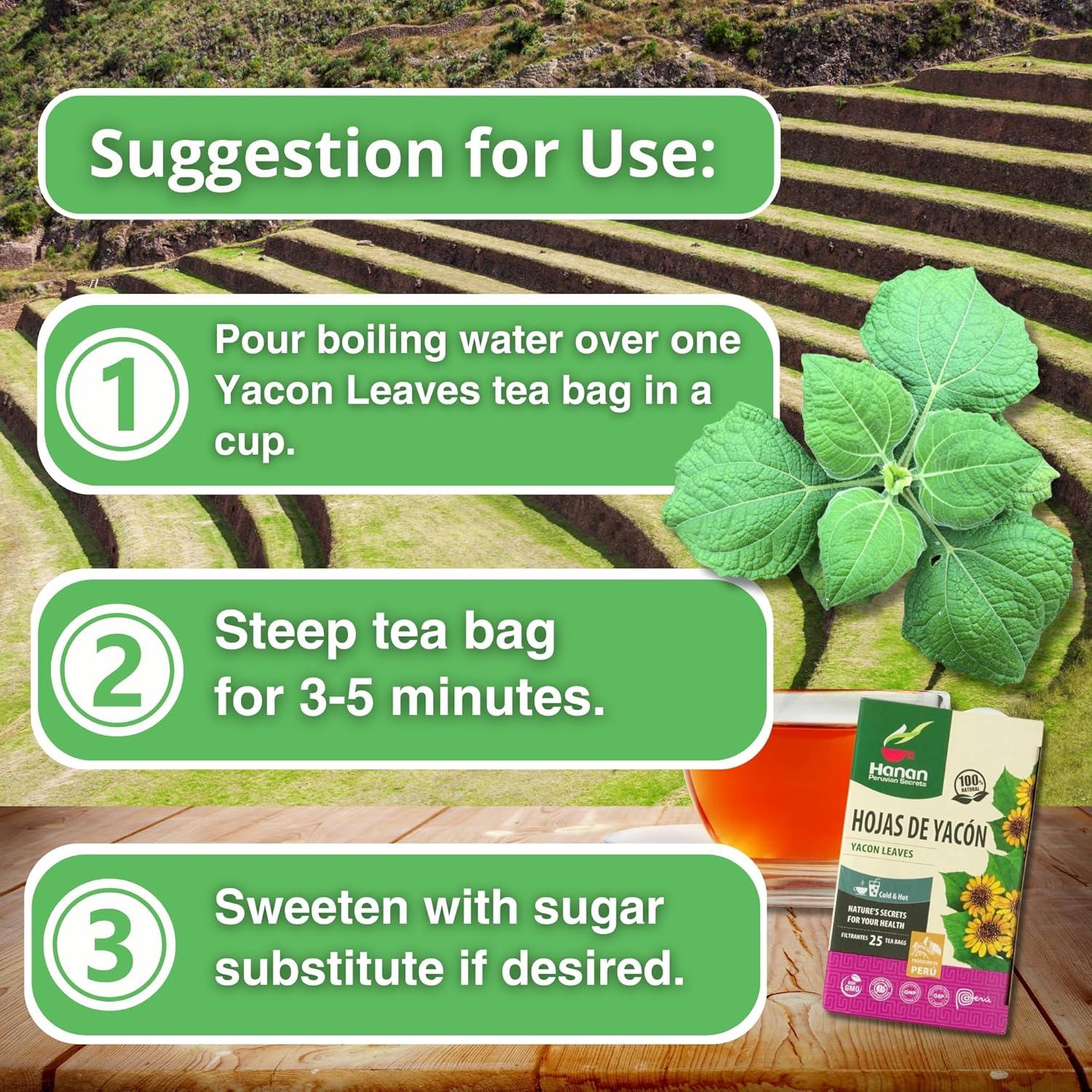 Té de Hierbas de Hoja de Yacón Hanan - 25 Bolsitas 100% Naturales