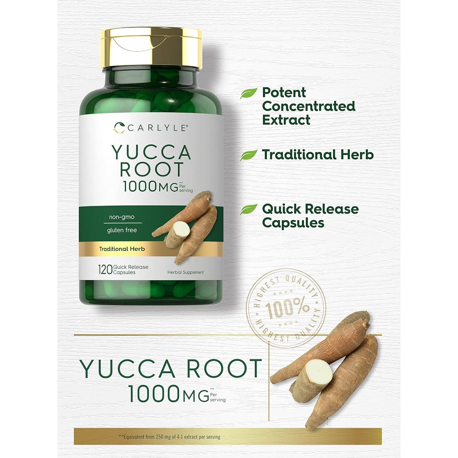 Extracto de Raíz de Yuca Carlyle 1000mg 120 Cápsulas Suplemento Herbal