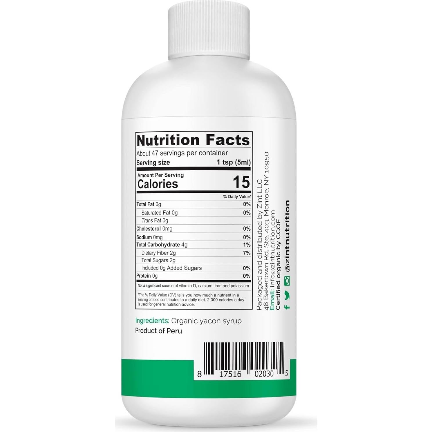 Jarabe de Yacón Orgánico Zint 236.6 ml - Endulzante Natural