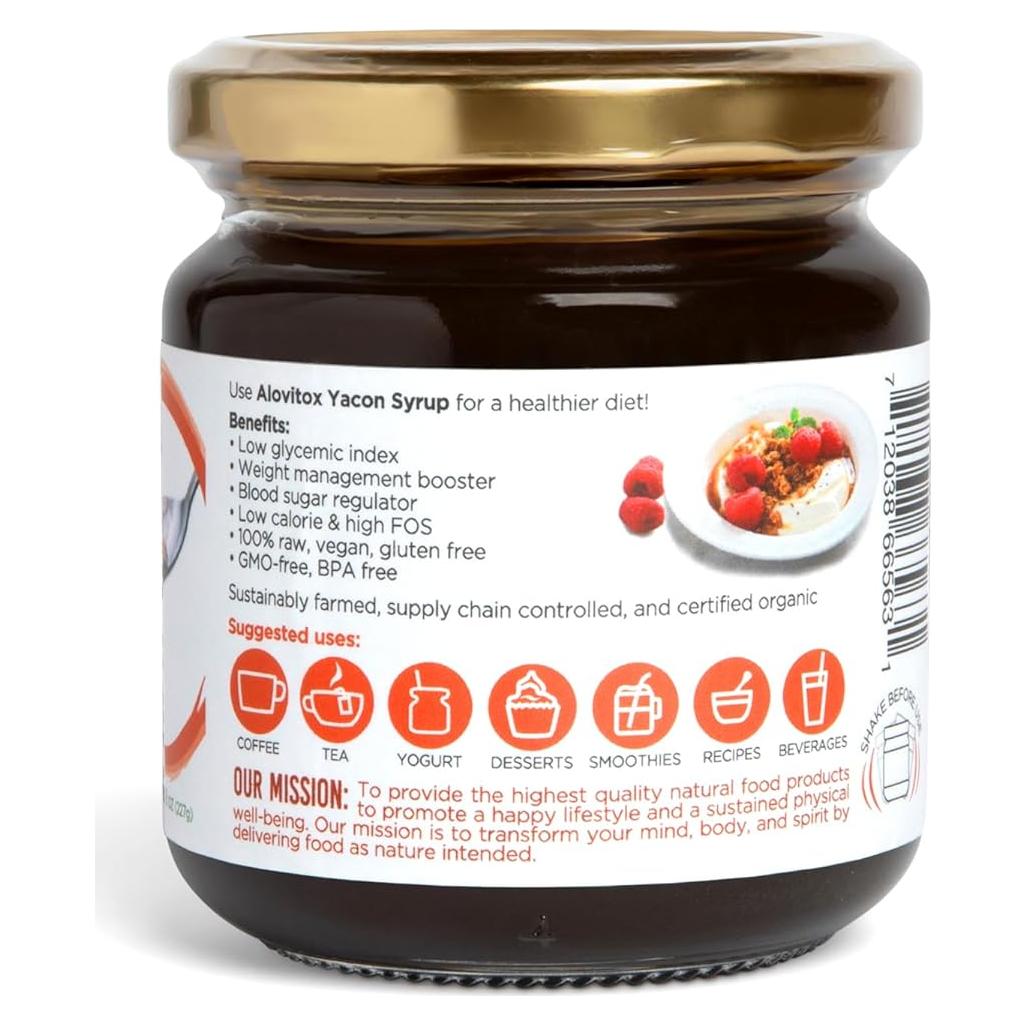 Jarabe de Yacón Orgánico Alovitox 227 g - Edulcorante Natural