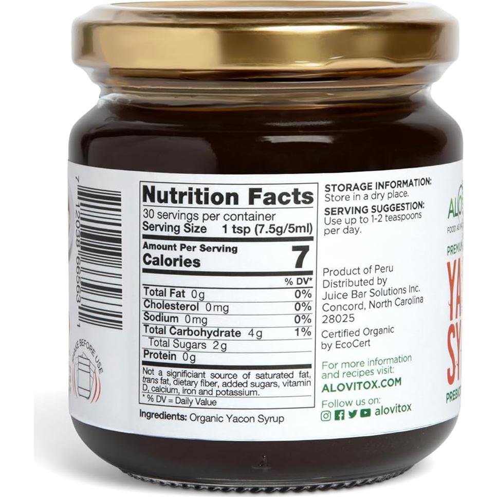 Jarabe de Yacón Orgánico Alovitox 227 g - Edulcorante Natural