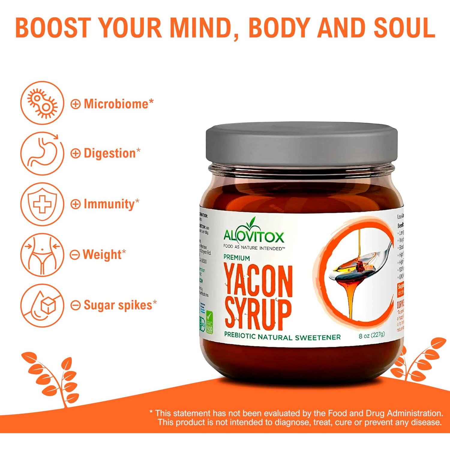 Jarabe de Yacón Orgánico Alovitox 227 g - Edulcorante Natural