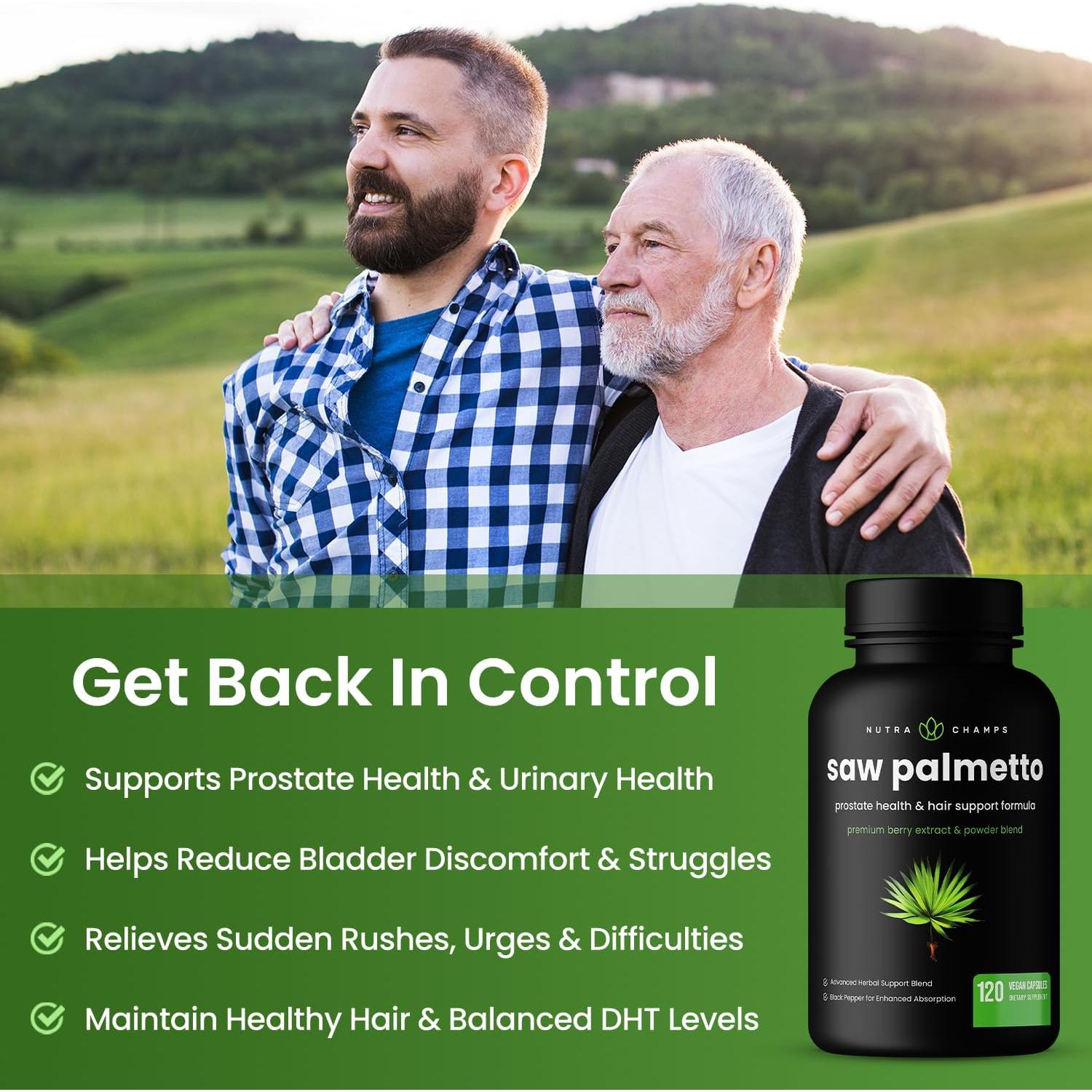 Suplemento de Saw Palmetto NutraChamps 600mg 120 Cápsulas