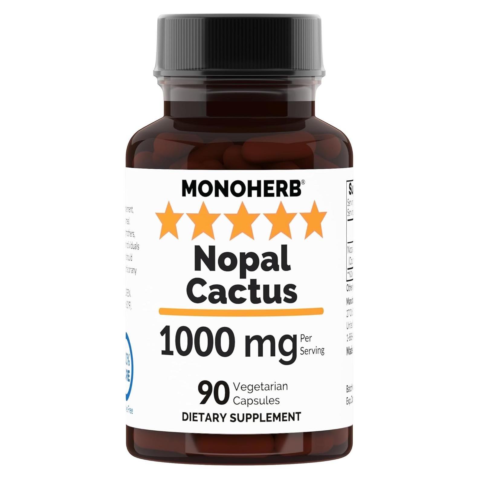 Nopal Cactus 1000 mg Monoherb - 90 Cápsulas Veganas