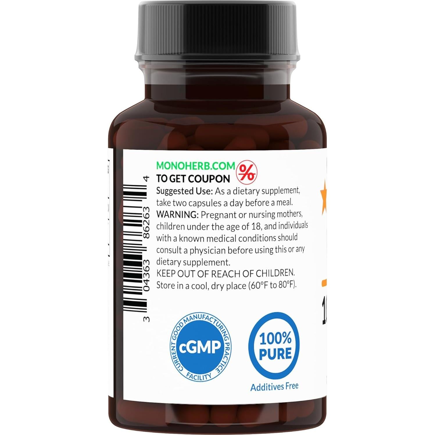 Nopal Cactus 1000 mg Monoherb - 90 Cápsulas Veganas