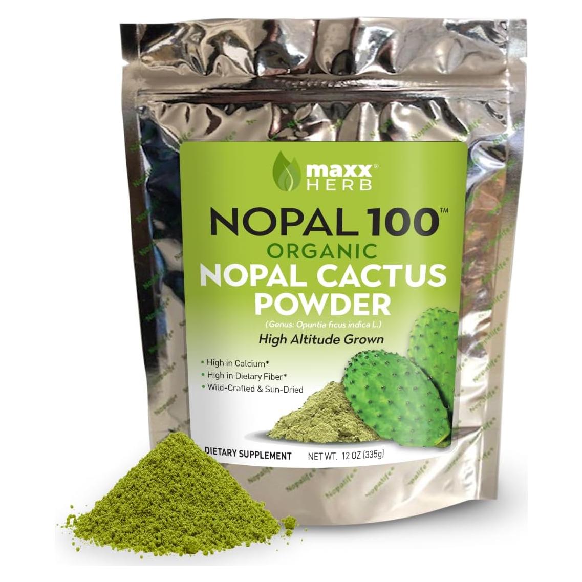 Polvo de Nopal Orgánico Maxx Herb 340 g - Alto en Fibra y Calcio