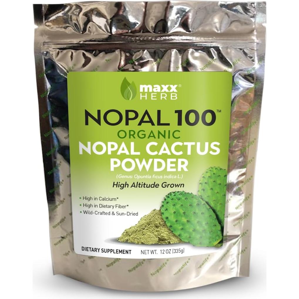Polvo de Nopal Orgánico Maxx Herb 340 g - Alto en Fibra y Calcio