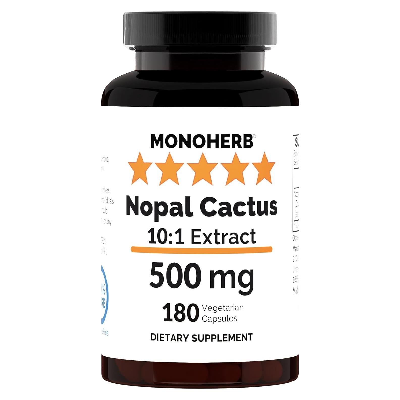 Extracto de Nopal 500 mg Monoherb - 180 Cápsulas Puras