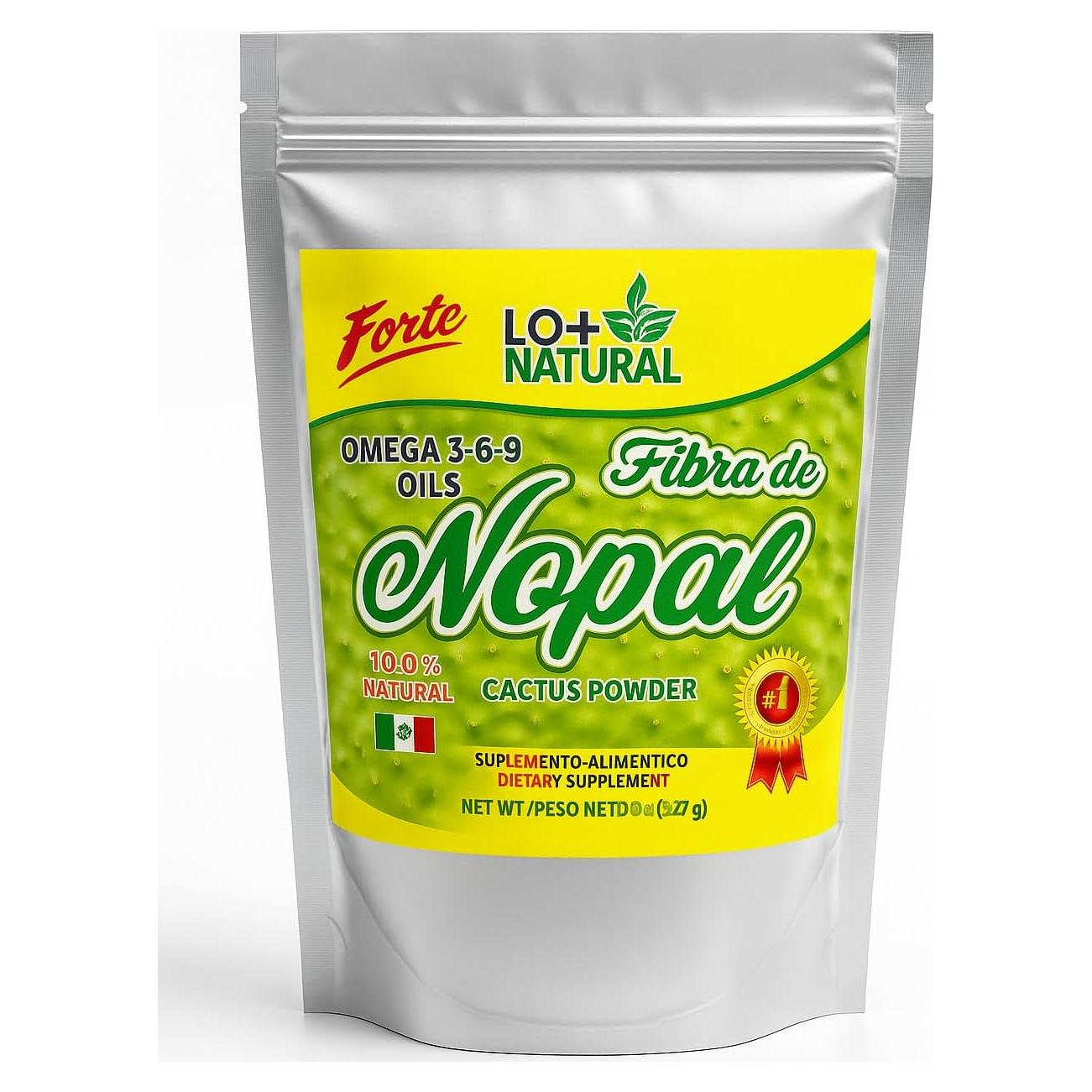 Fibra de Nopal 227 g - Polvo Puro Vegano Sin Gluten - Suplemento Digestivo