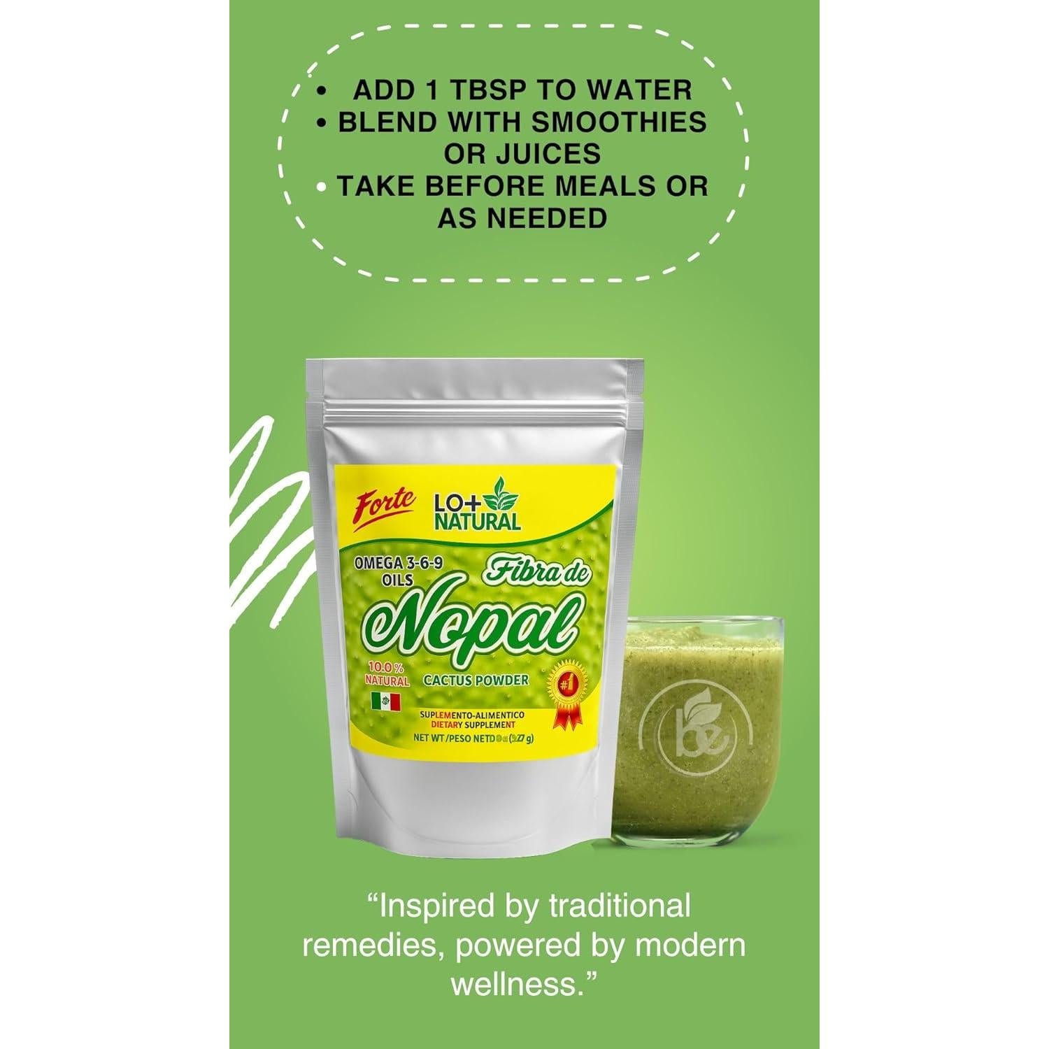 Fibra de Nopal 227 g - Polvo Puro Vegano Sin Gluten - Suplemento Digestivo