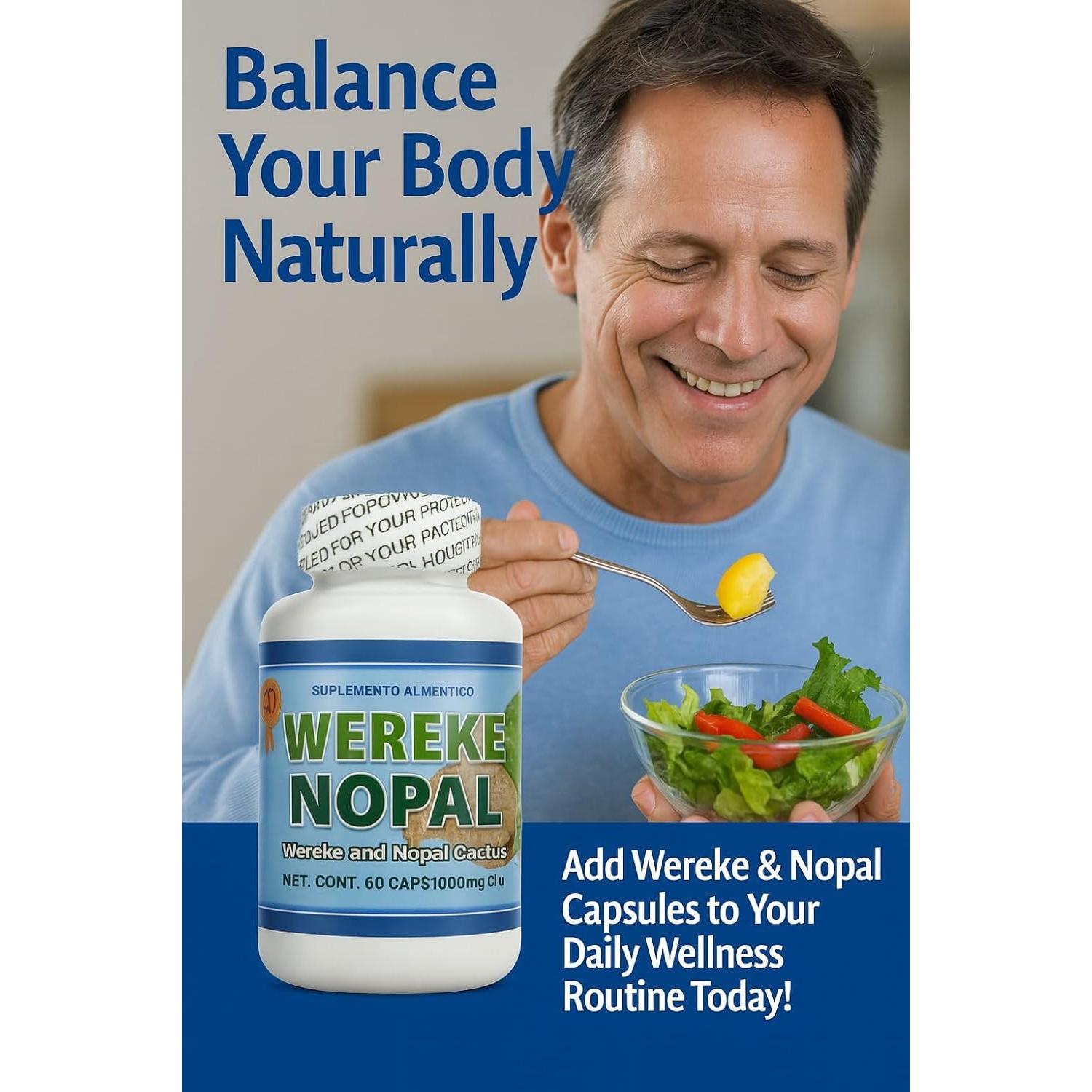 Cápsulas de Wereke y Nopal 60 Unidades 1000 mg - Suplemento Natural