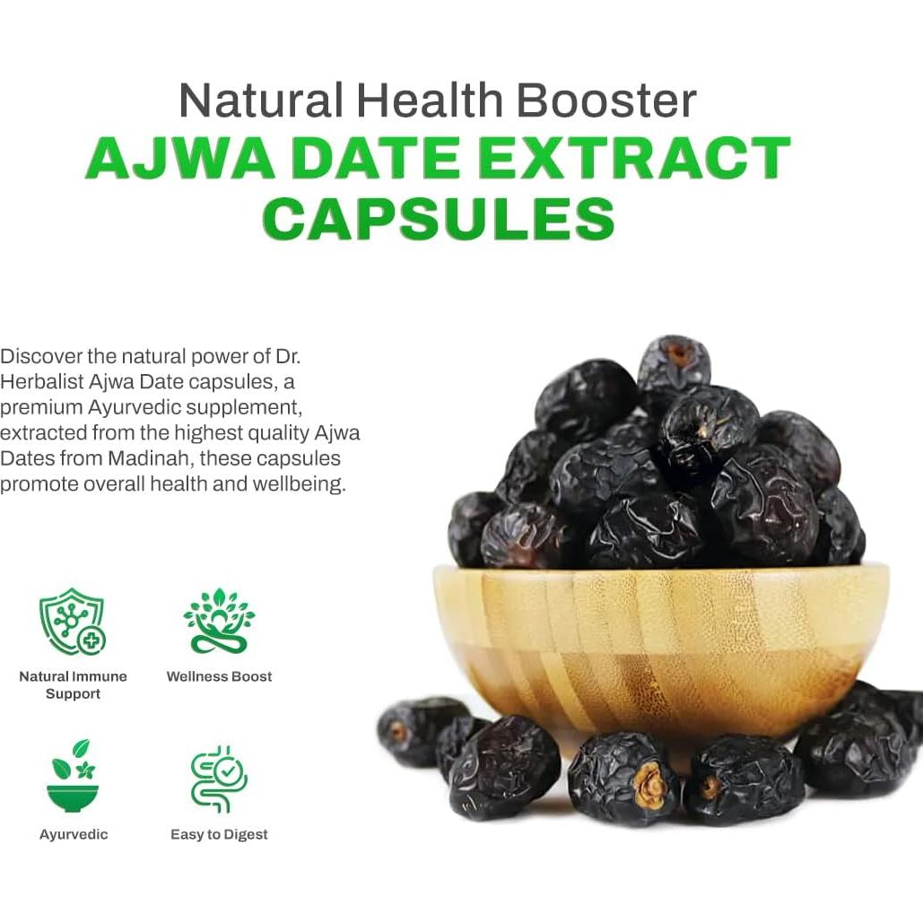 Cápsulas de Dátil Ajwa 350mg Dr. Herbalist - 60 Unidades