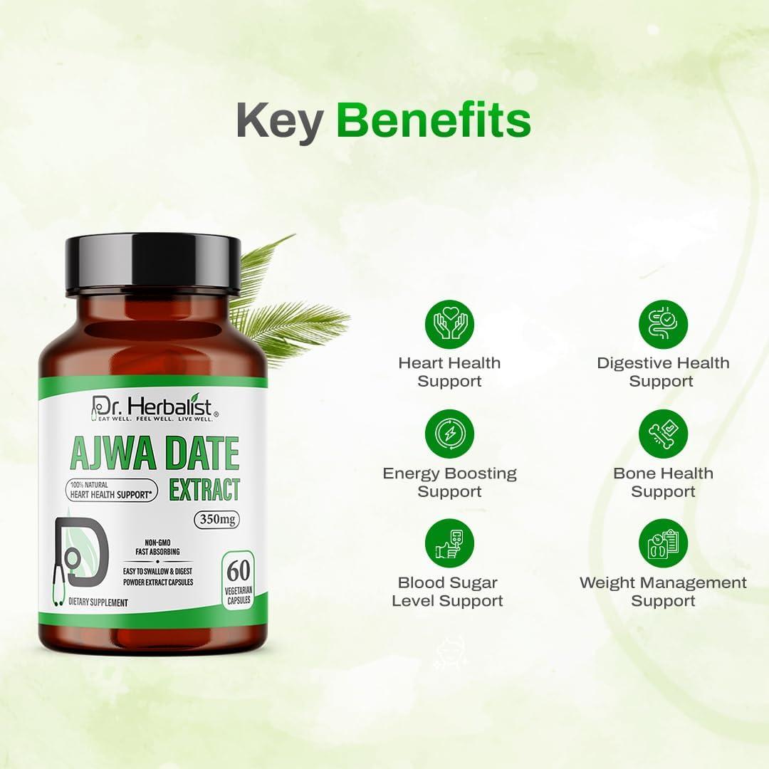 Cápsulas de Dátil Ajwa 350mg Dr. Herbalist - 60 Unidades