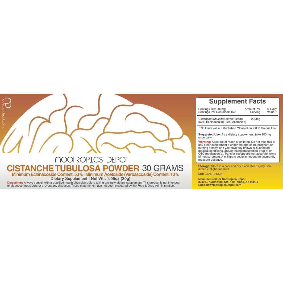 Cistanche tubulosa en polvo Nootropics Depot 30g - 50% Echinacoside