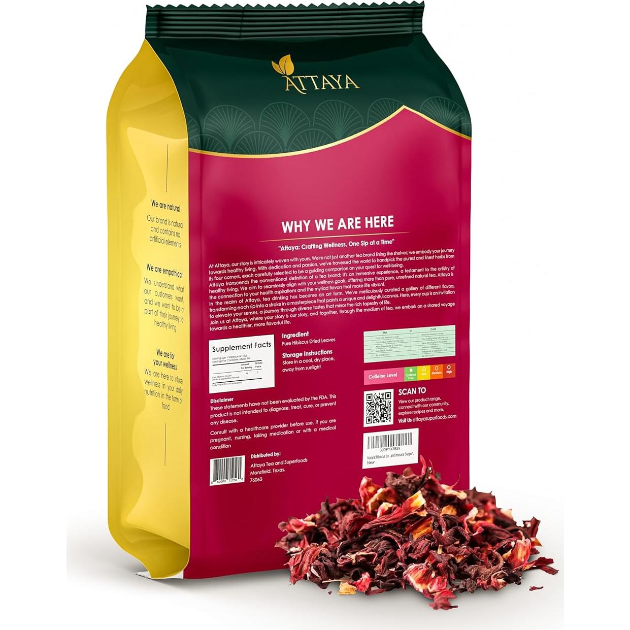 Flores de Hibisco Sueltas Attaya 454g - 100% Naturales, Sin Cafeína