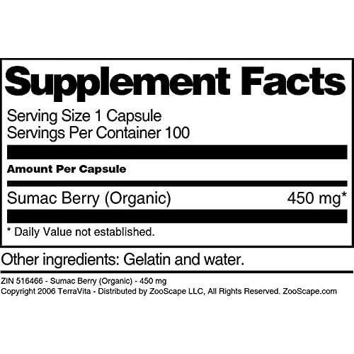 Baya de Sumac Orgánica TerraVita 450 mg 100 Cápsulas x 3