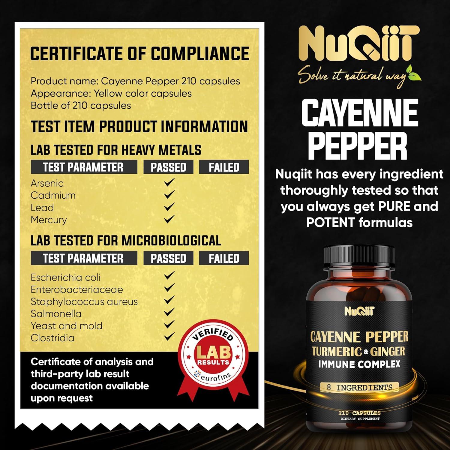 Cápsulas de Pimienta de Cayena Orgánica Nuqiit 210 Unidades