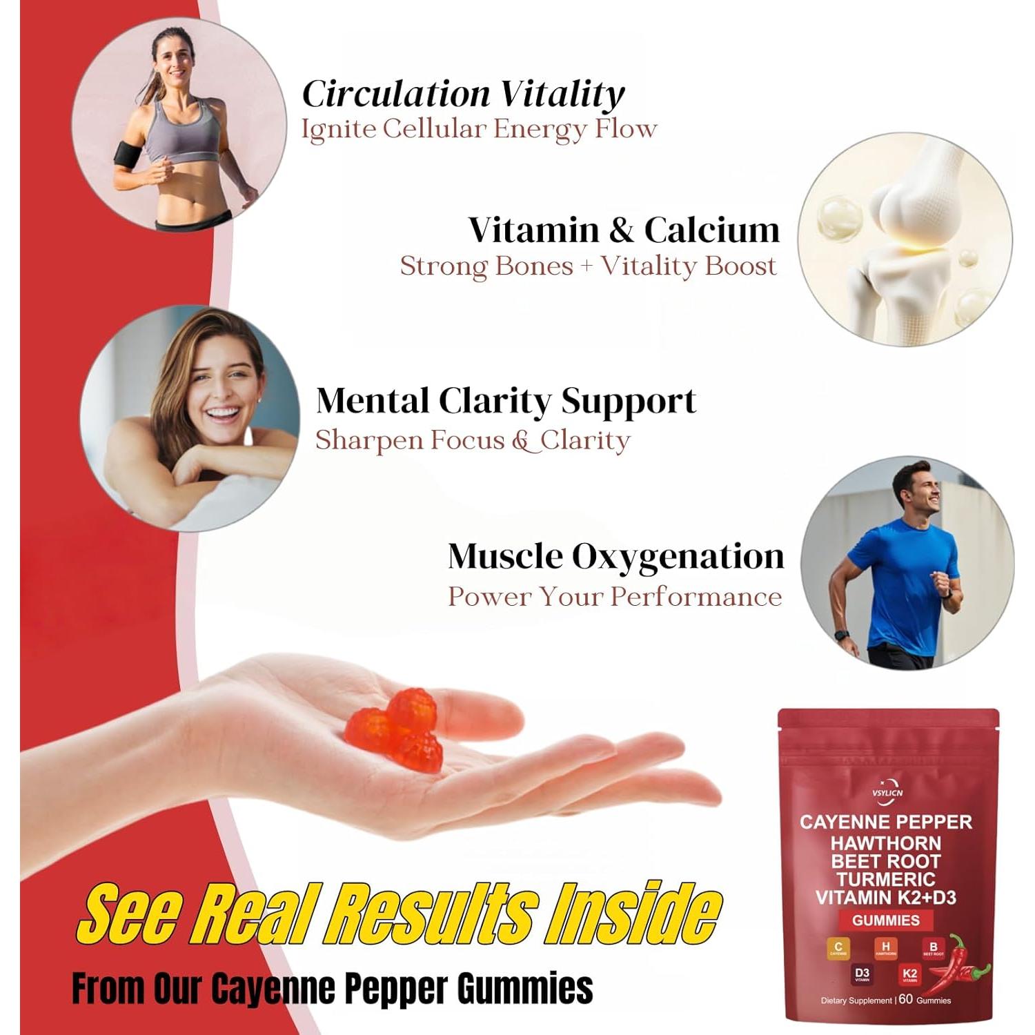 Gomitas Veganas de Pimienta de Cayena VSYLICN 60 Unidades