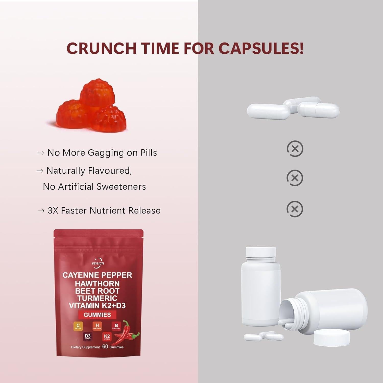 Gomitas Veganas de Pimienta de Cayena VSYLICN 60 Unidades