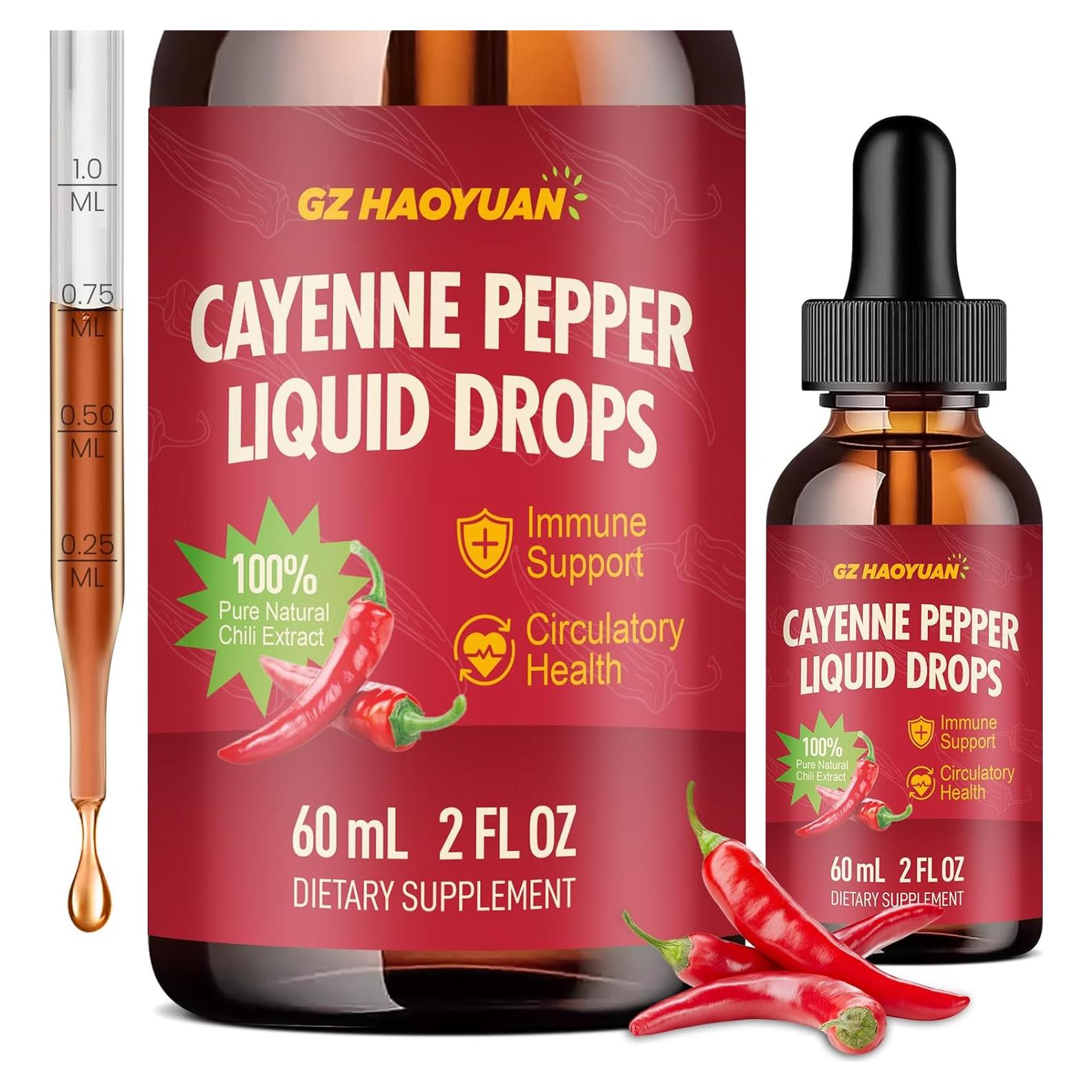 Suplemento Líquido GZ HAOYUAN: Pimienta de Cayena, Vitamina D3, K2, Cúrcuma - 59 ml