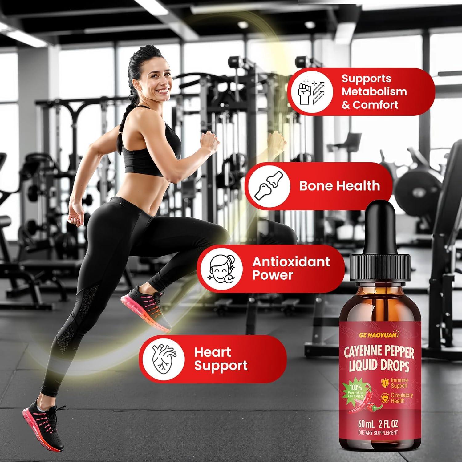 Suplemento Líquido GZ HAOYUAN: Pimienta de Cayena, Vitamina D3, K2, Cúrcuma - 59 ml