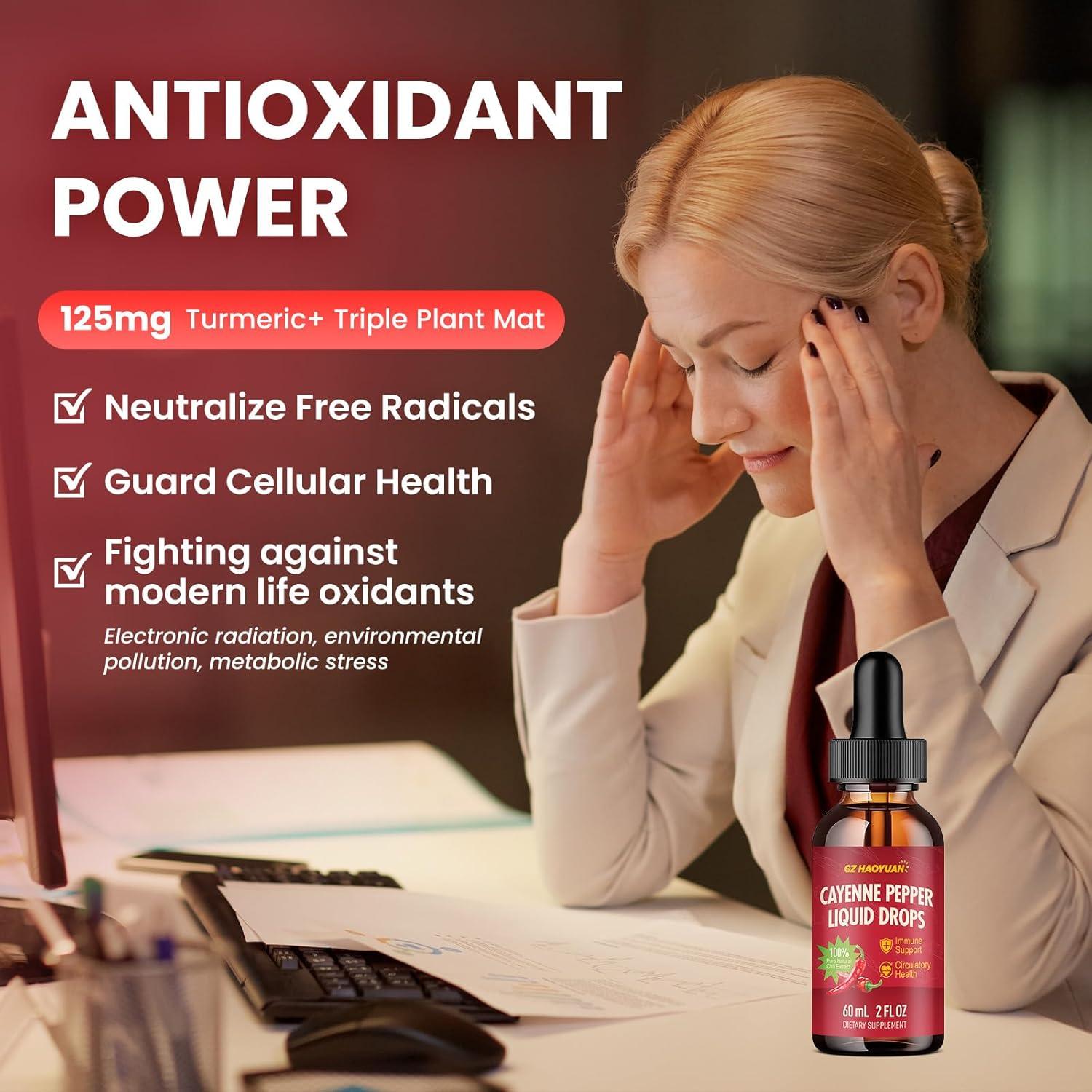 Suplemento Líquido GZ HAOYUAN: Pimienta de Cayena, Vitamina D3, K2, Cúrcuma - 59 ml