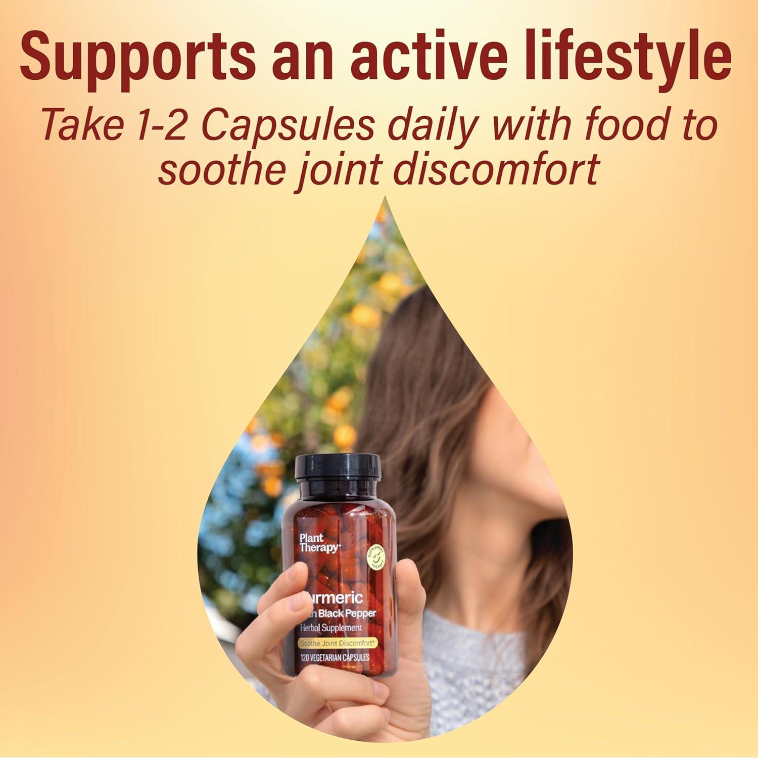 Suplemento de Cúrcuma y Pimienta Negra Plant Therapy 120 Cápsulas