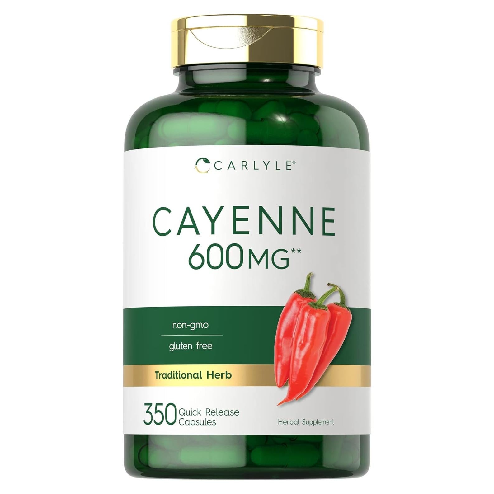 Cápsulas de Pimienta de Cayena Carlyle 600mg - 350 Unidades