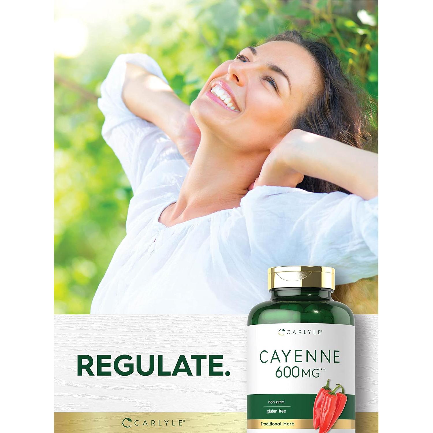 Cápsulas de Pimienta de Cayena Carlyle 600mg - 350 Unidades