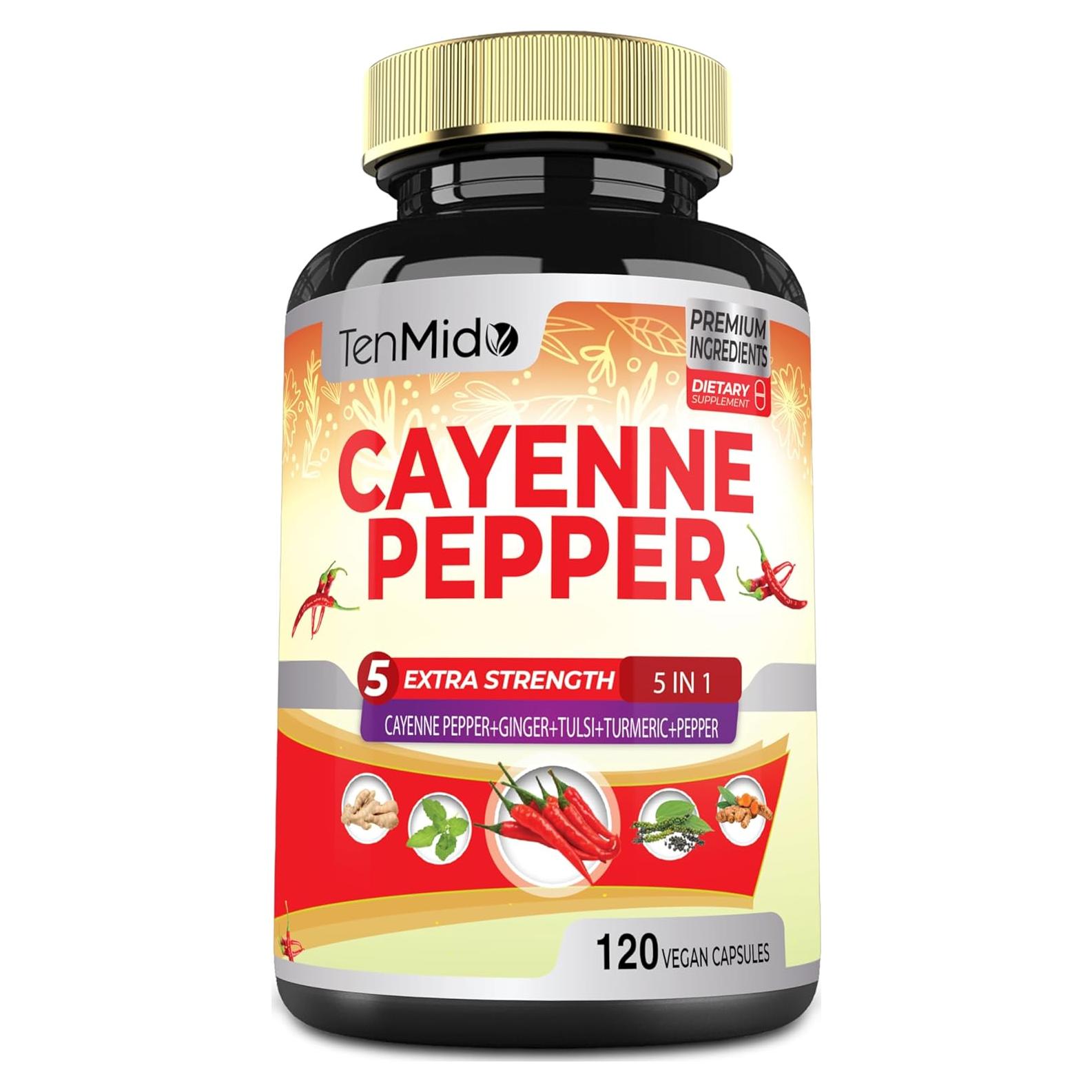 Suplemento Vegano Tenmido de Cayena y Jengibre - 120 Cápsulas