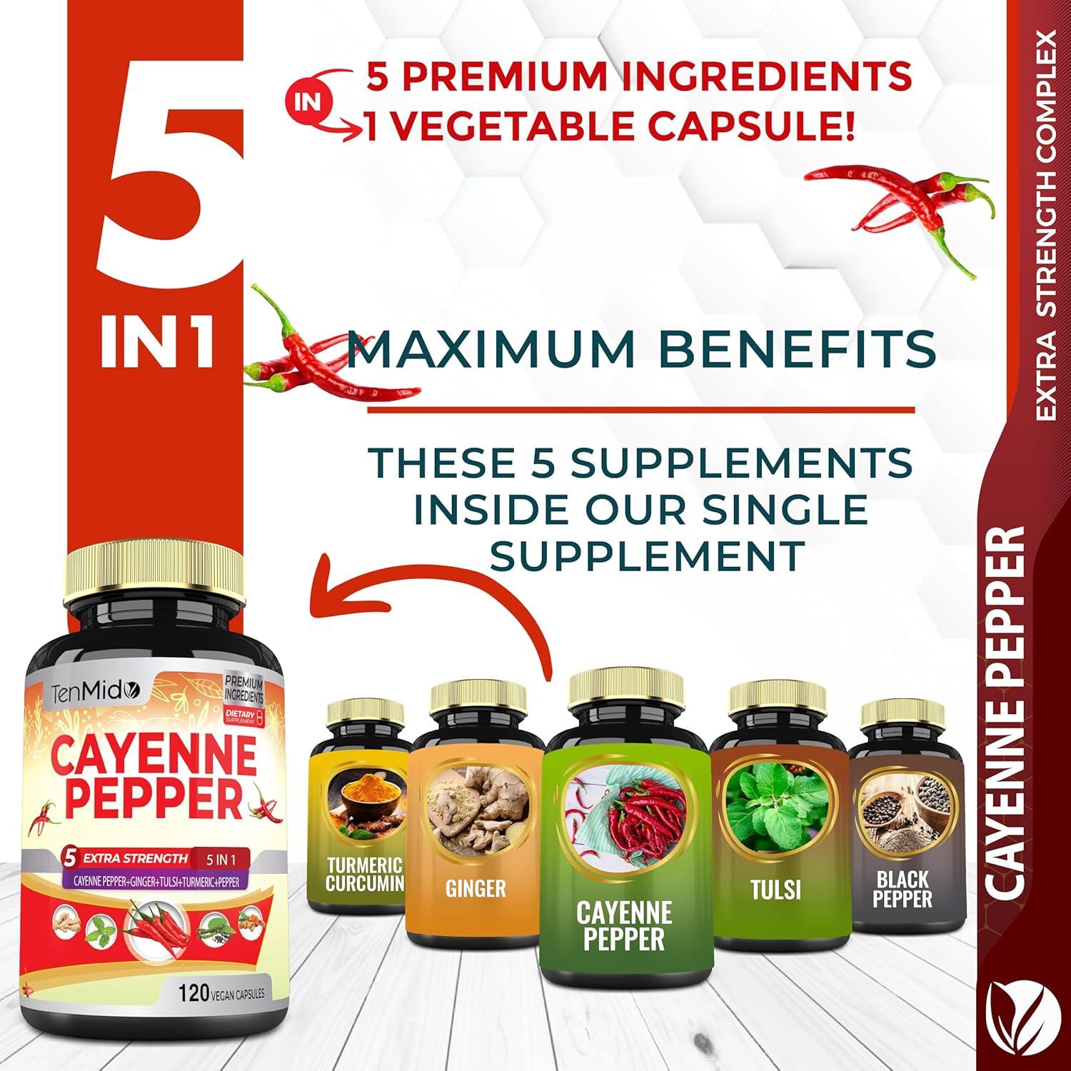 Suplemento Vegano Tenmido de Cayena y Jengibre - 120 Cápsulas