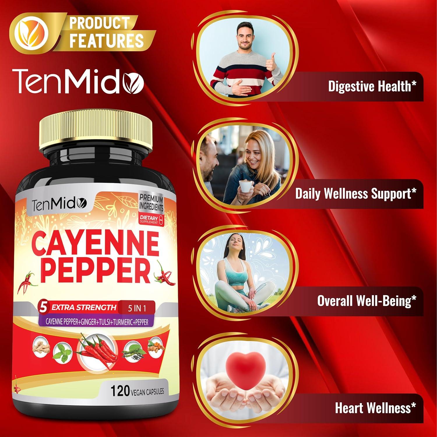 Suplemento Vegano Tenmido de Cayena y Jengibre - 120 Cápsulas