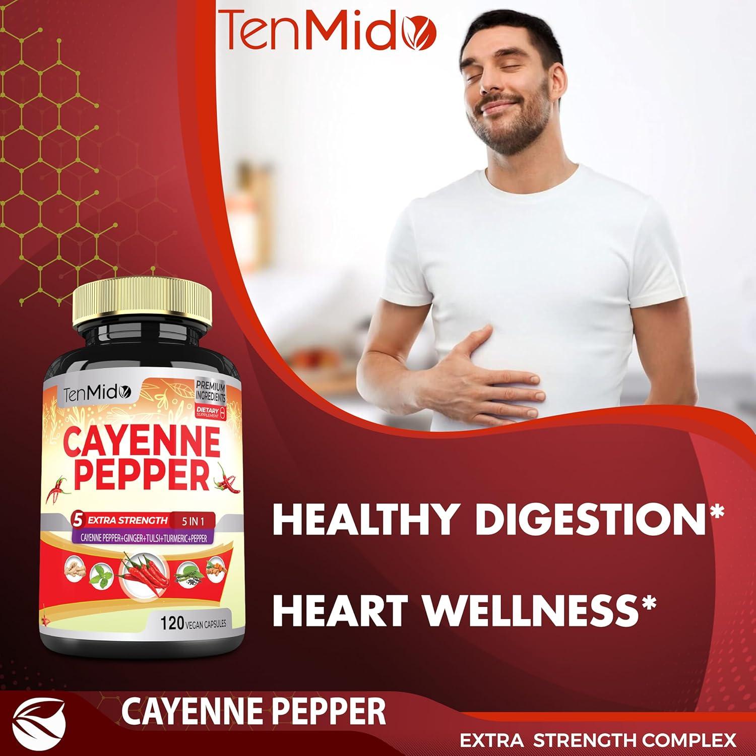 Suplemento Vegano Tenmido de Cayena y Jengibre - 120 Cápsulas