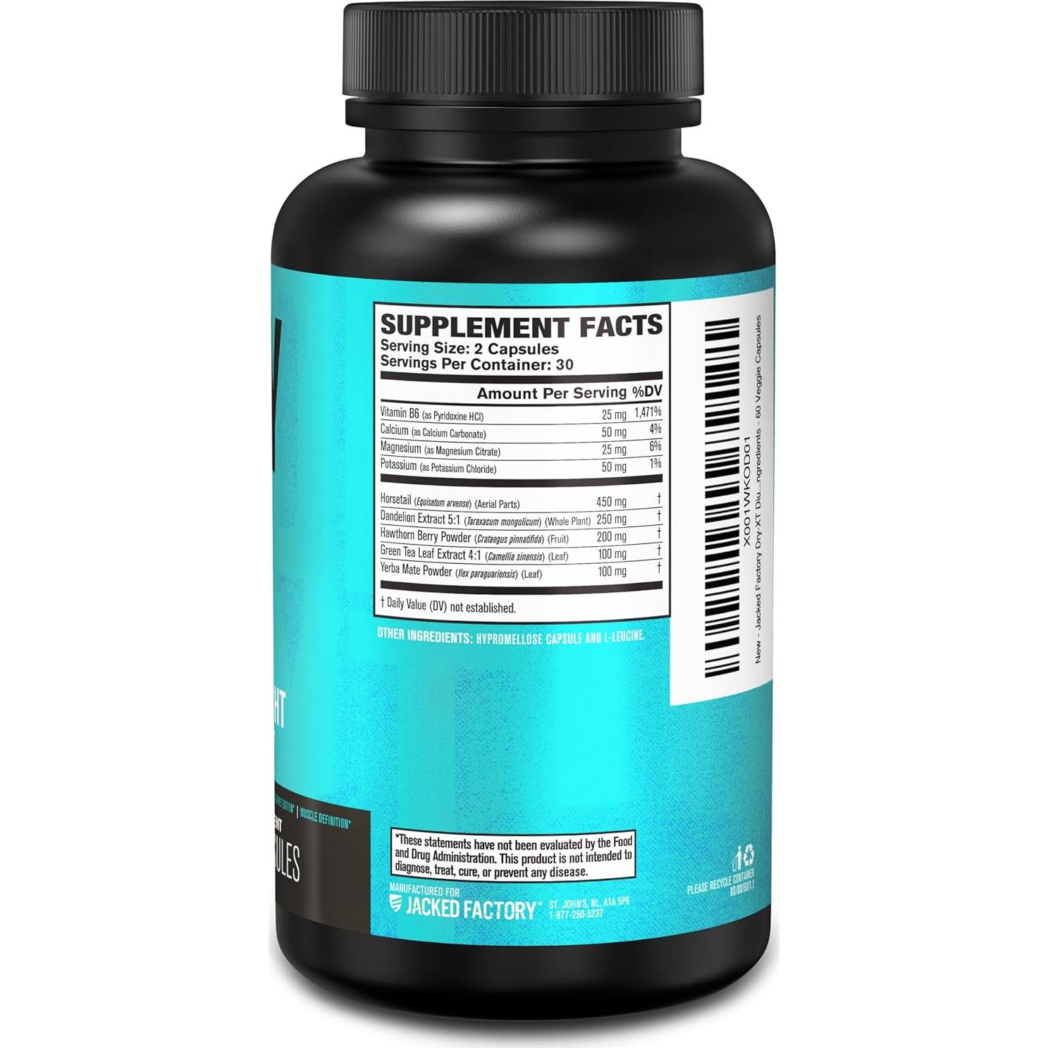 Píldoras Diuréticas Jacked Factory Dry-XT 60 Cápsulas Vegetales