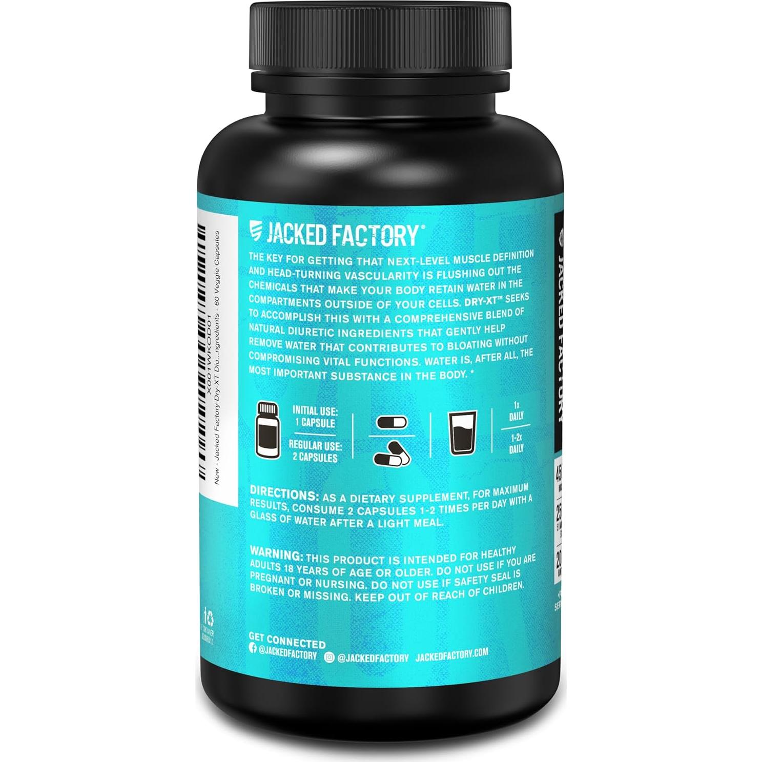 Píldoras Diuréticas Jacked Factory Dry-XT 60 Cápsulas Vegetales