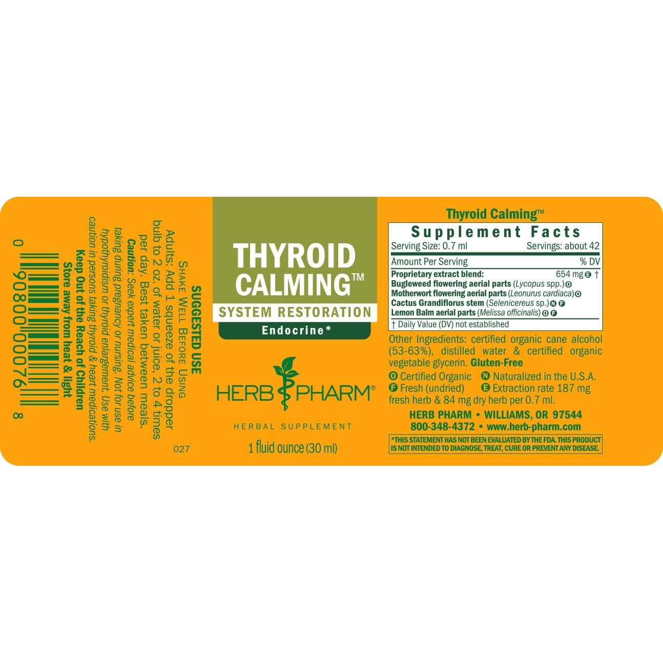 Herb Pharm Fórmula Herbal Líquida Calmante Tiroides 30ml