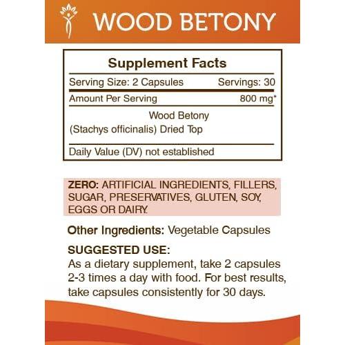 Cápsulas de Betónica 800 mg - Secretos de la Tribu, 60 Unidades