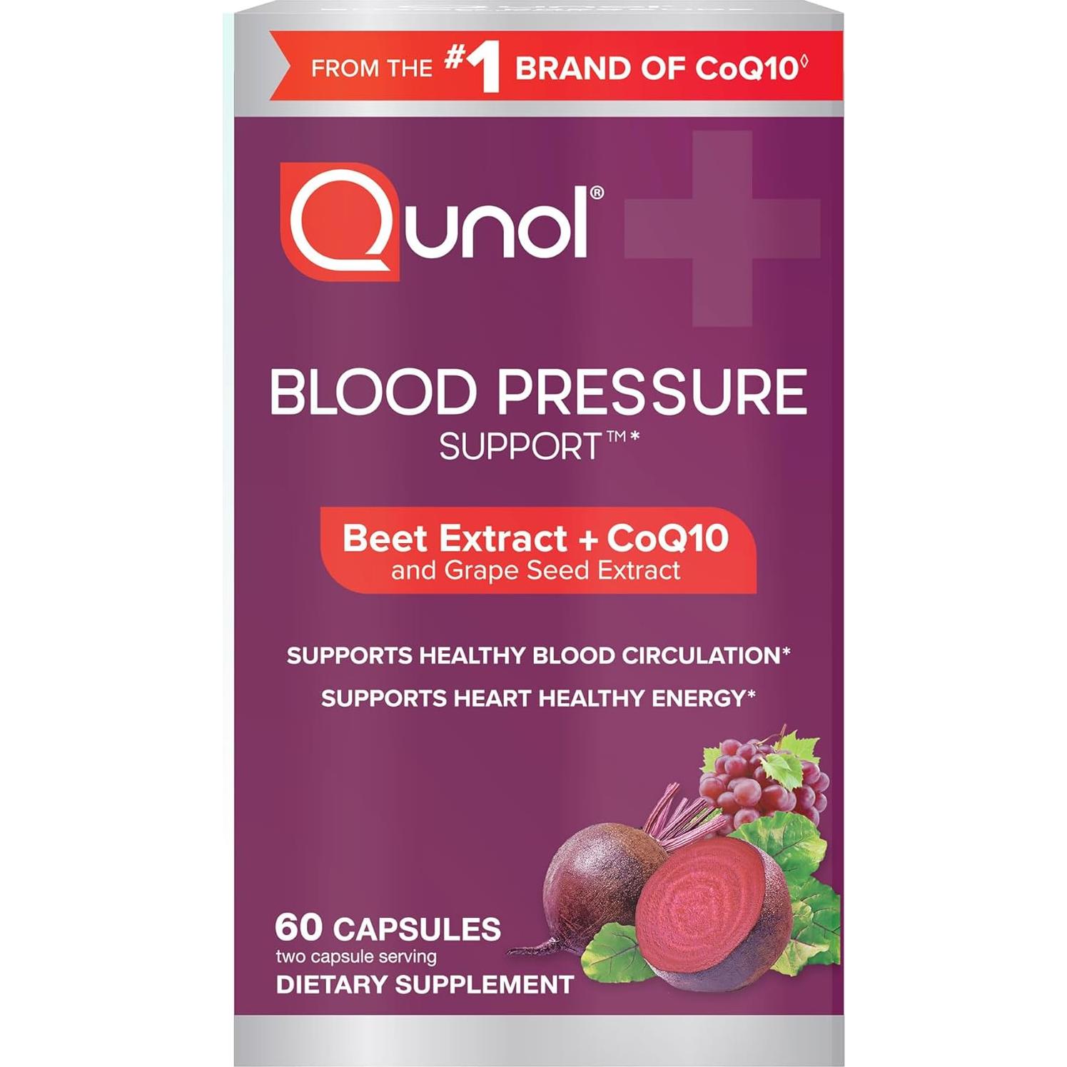 Suplemento Qunol 3 en 1 Remolacha + CoQ10 + Semilla de Uva 60 Cápsulas