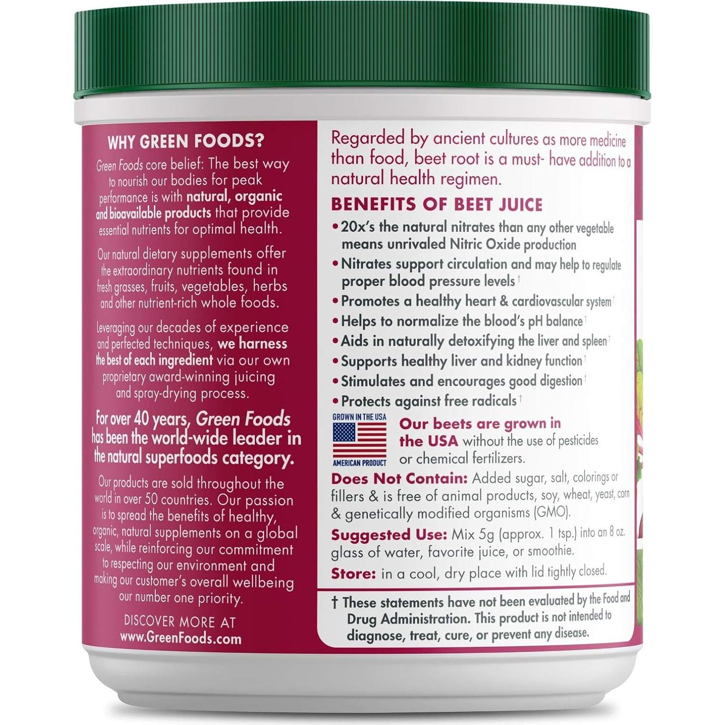 Esencia de Remolacha Green Foods 150g - Polvo Orgánico Nutritivo