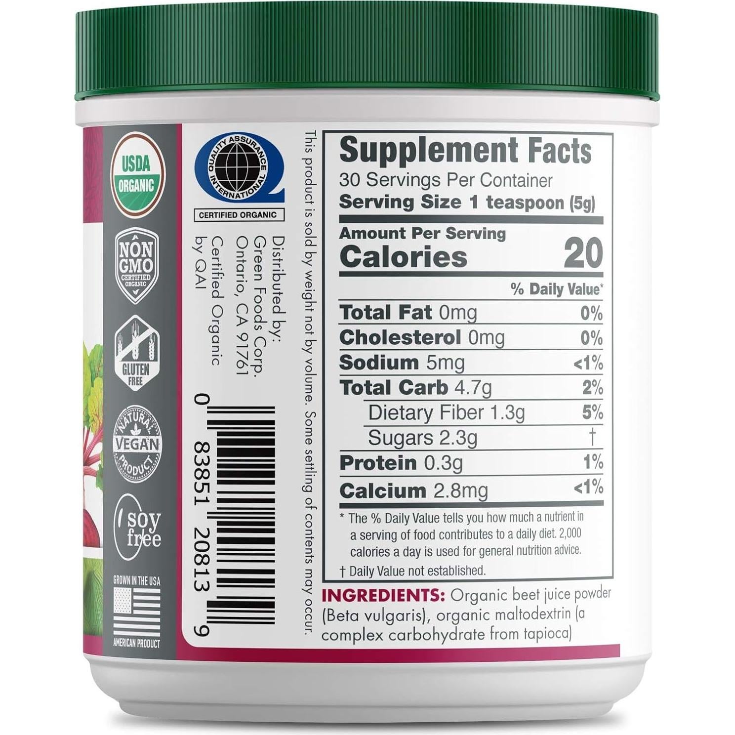 Esencia de Remolacha Green Foods 150g - Polvo Orgánico Nutritivo