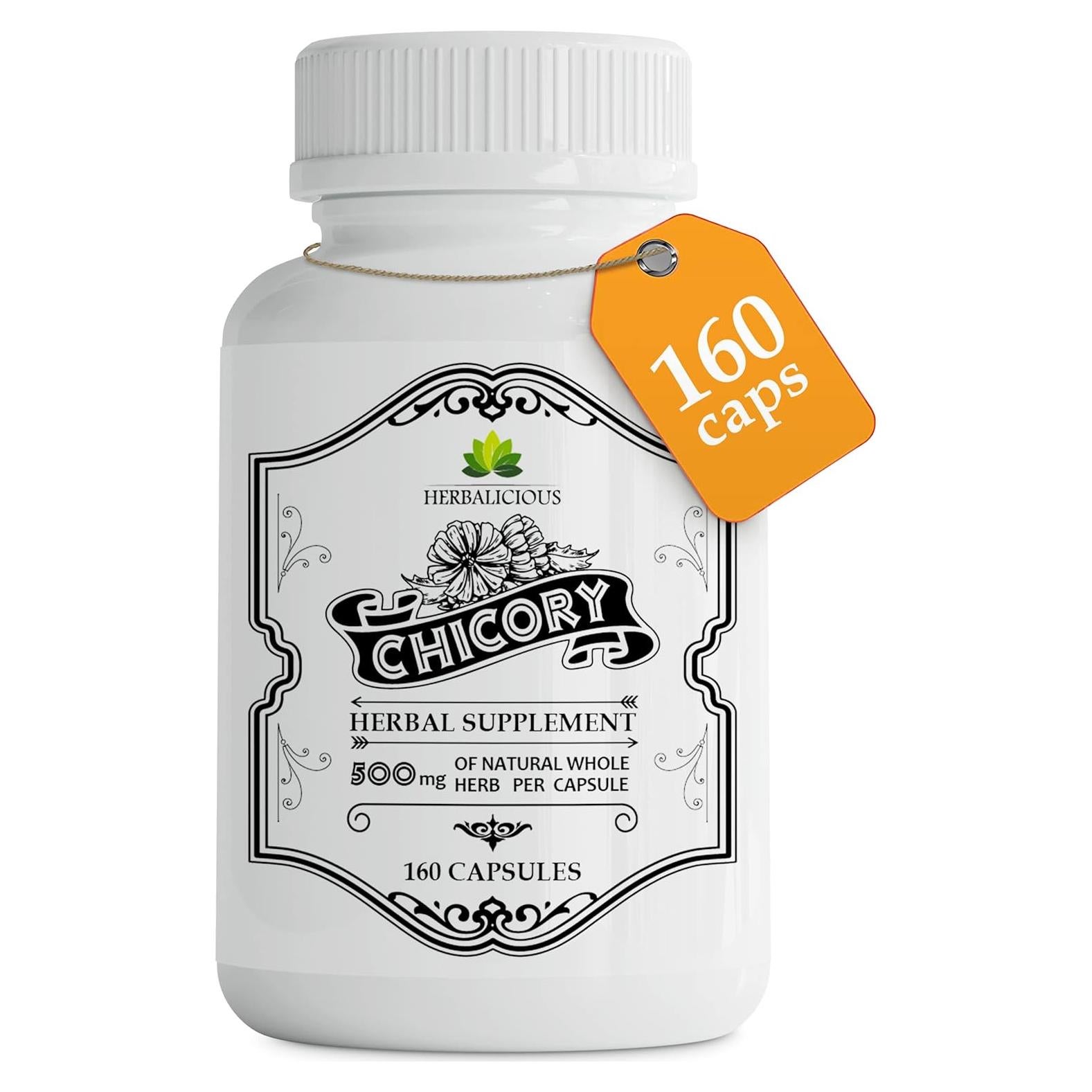 Suplemento de Raíz de Achicoria Herbalicious 160 Cápsulas