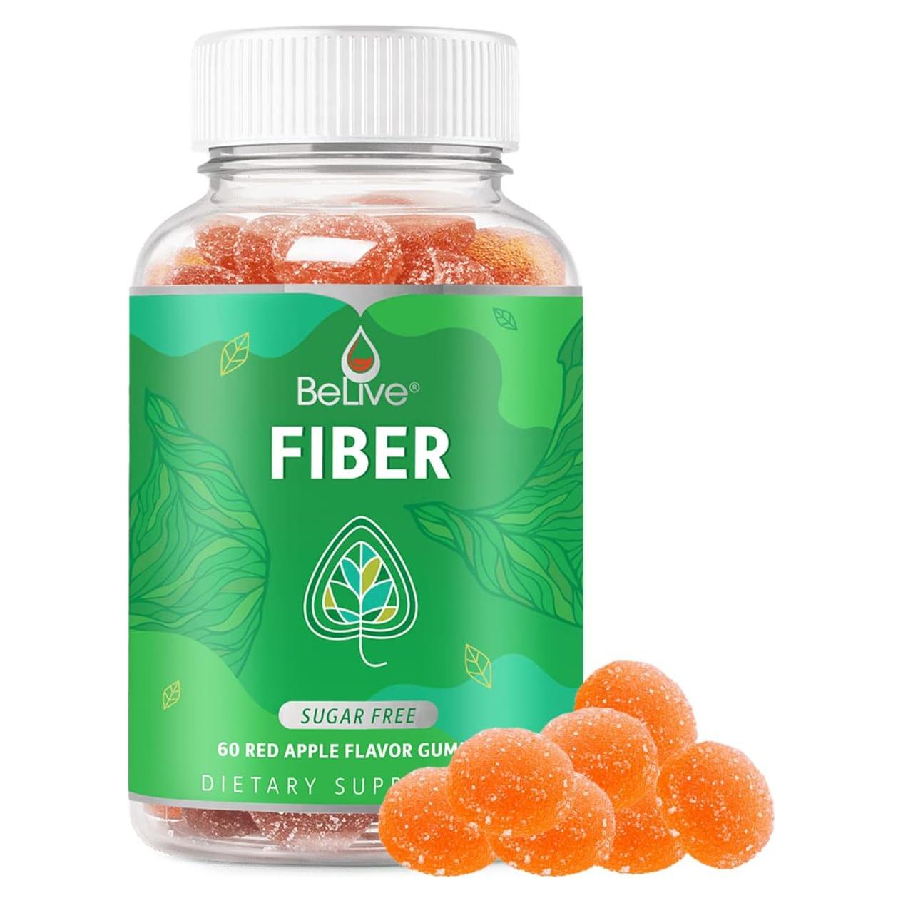 Gomas de Fibra BeLive - Suplemento Prebiótico 60 Ct Sabor Manzana