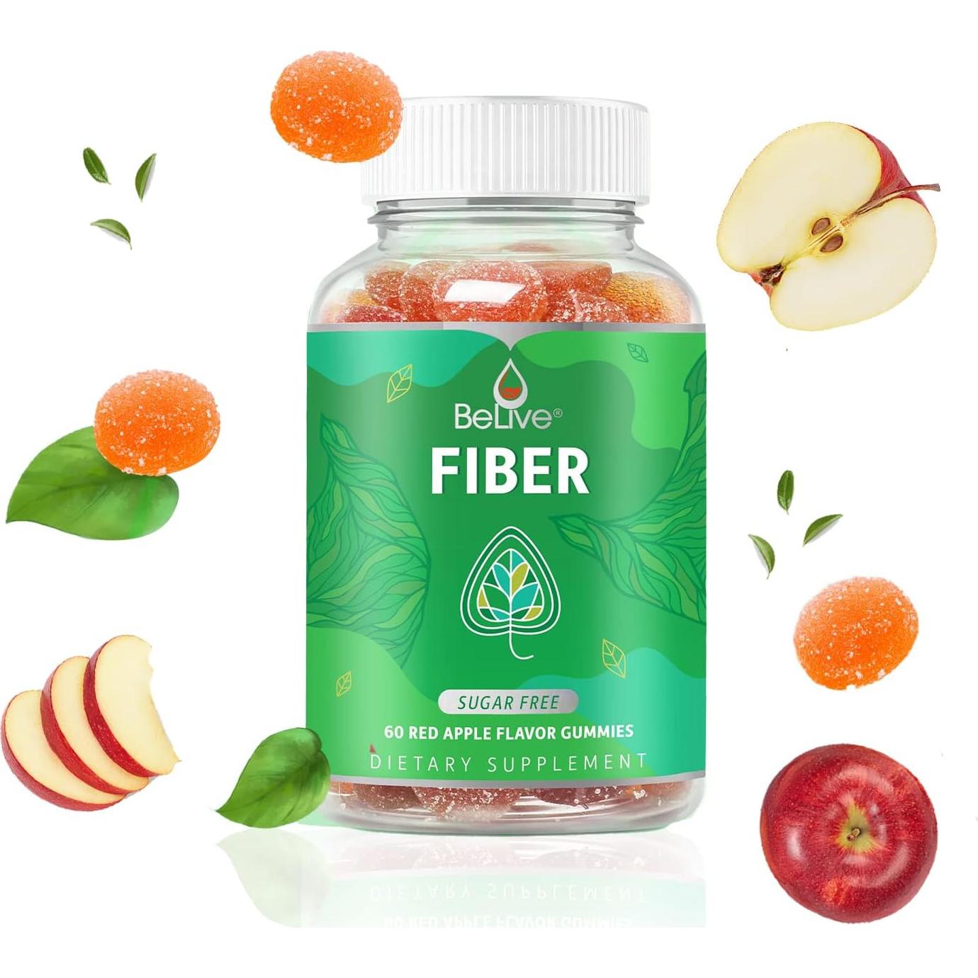 Gomas de Fibra BeLive - Suplemento Prebiótico 60 Ct Sabor Manzana