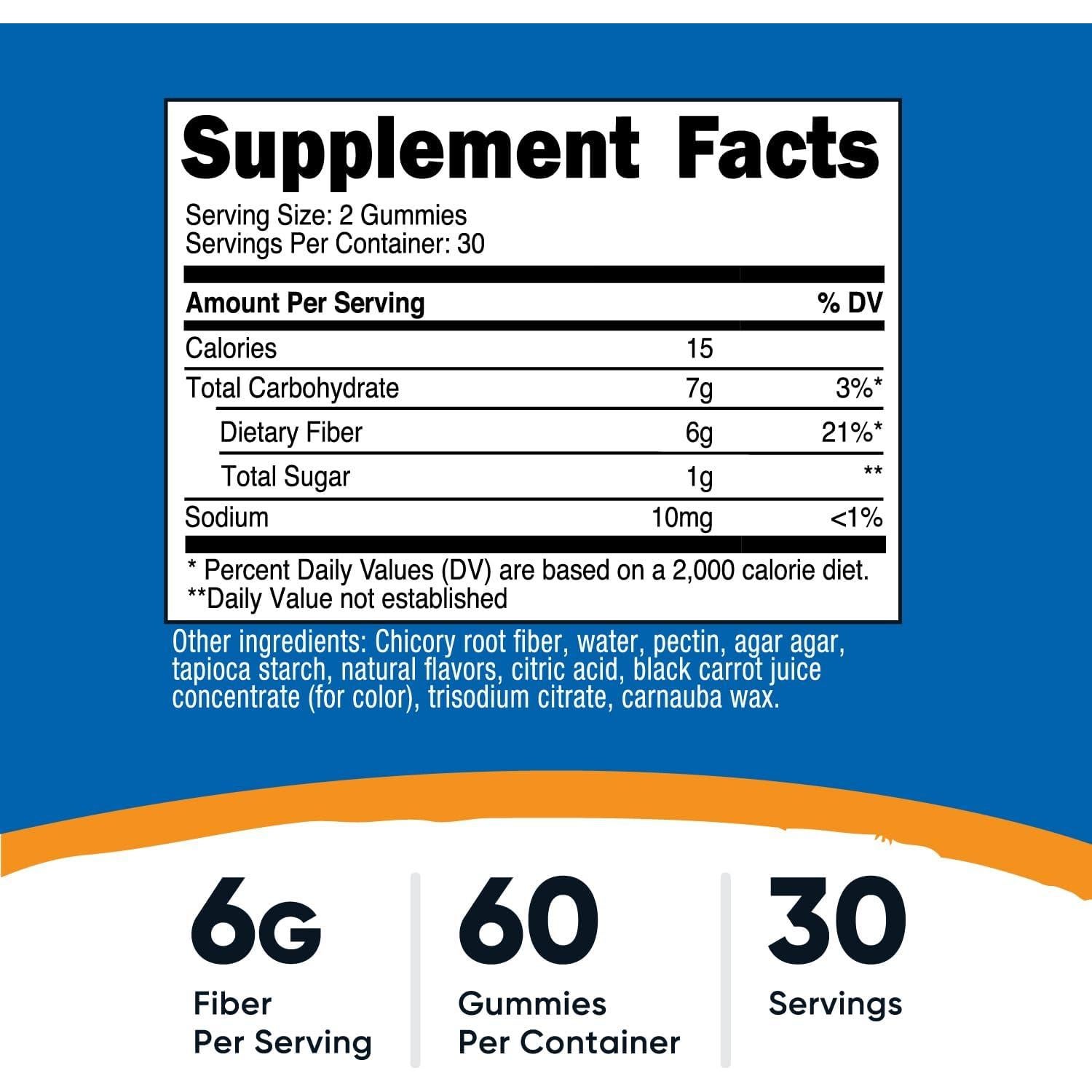 Gomitas de Fibra Nutricost 120g Sabor Baya Veganas 60 Porciones