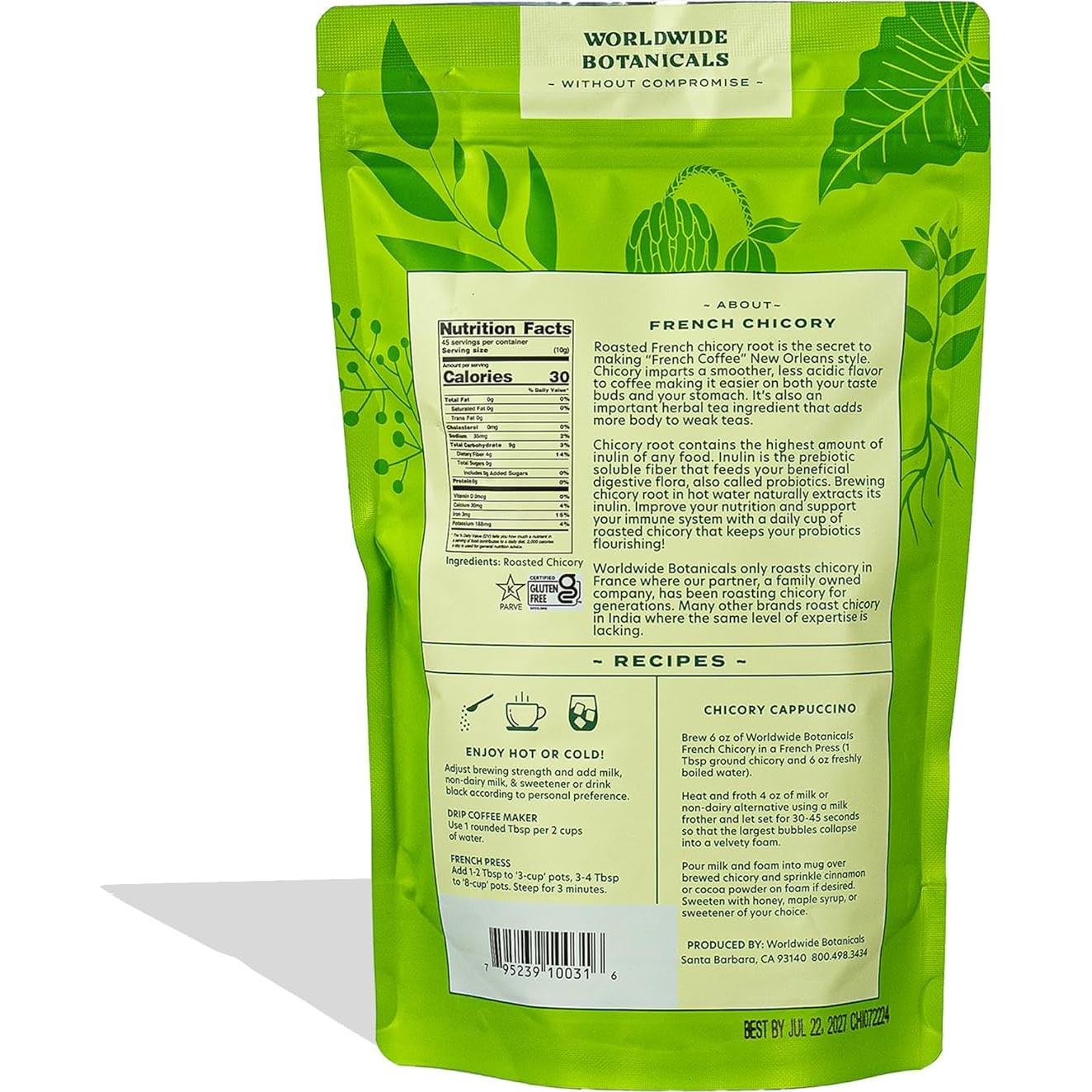 Raíz de Achicoria Francesa Orgánica Worldwide Botanicals 0.45 kg