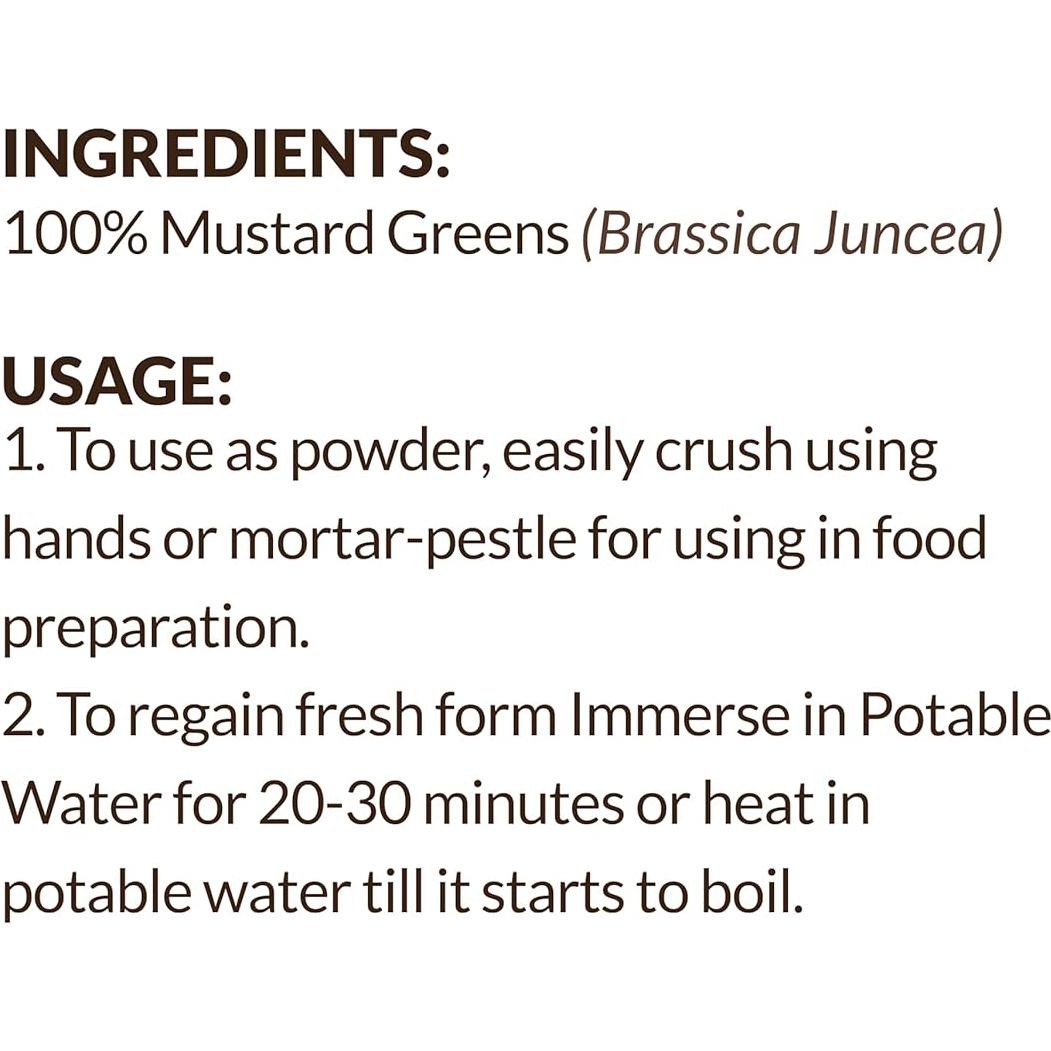 Hojas Verdes de Mostaza Deshidratadas SHROOTS 30 g Sin Gluten